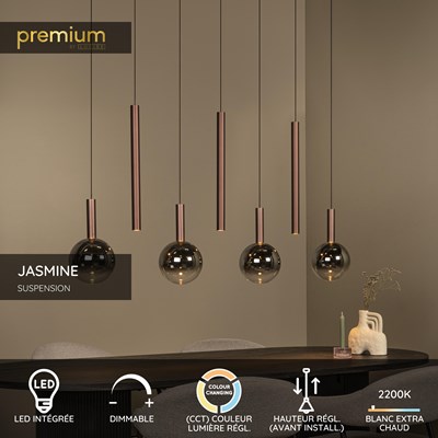 Lucide JASMINE - Suspension - LED Dim. - CCT - 7x4W 2200K/3300K - Cuivre | Premium